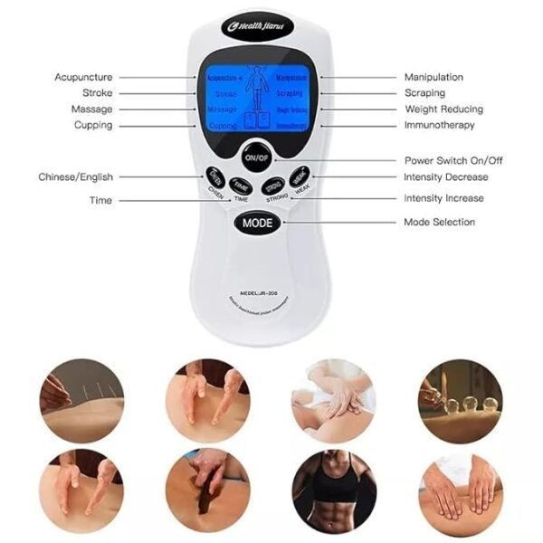 Tens machine 4 Pads 2 Port Tens Digital Therapy For Physical Pain Reduce & Body Slimming 8 Acupuncture Massager Machine - Image 2