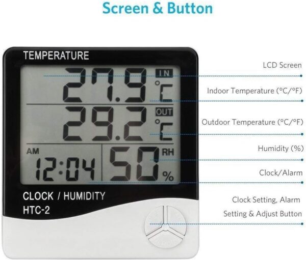 Digital LCD Thermometer Hygrometer Electronic Temperature Humidity Meter Weather Station Indoor Outdoor Tester - Image 4